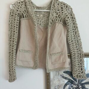 Betsey Johnson Beige and Cream Crochet Cardigan
